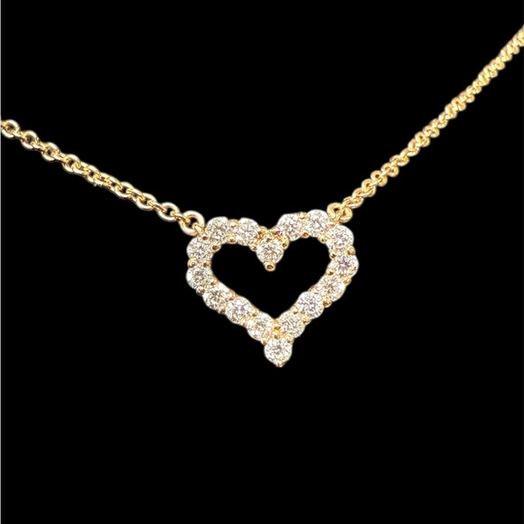 18k Yellow Gold Mini Diamond Heart Necklace VS Diamonds 0.25 ctw 16” Chain